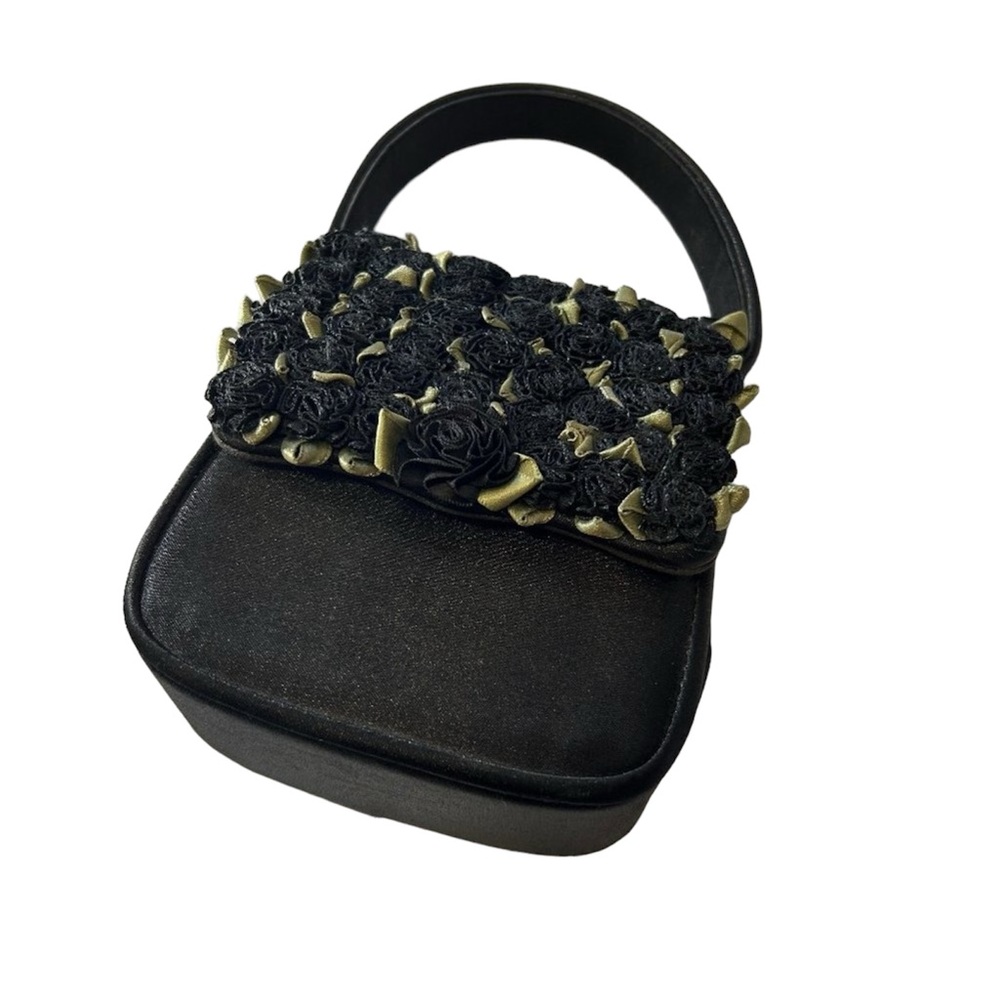 Julie Feldman Black Floral Evening Bag Black Roses